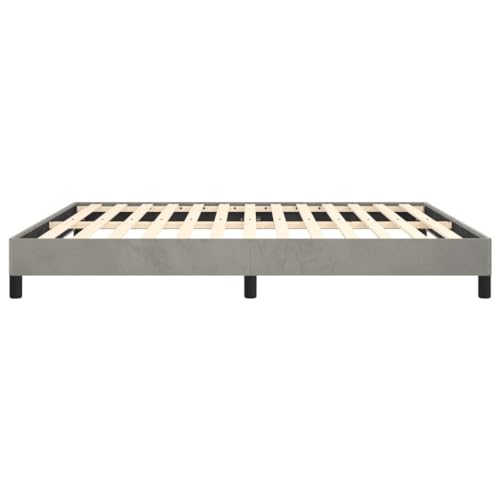 King Size Bed Frame, Upholstered Platform Bed with Soft Velvet Fabric, Modern Low Profile Bedroom Furniture, Durable Engineered Wood Construction, Light Grey - color: Light Gray, size: King & 9.8"