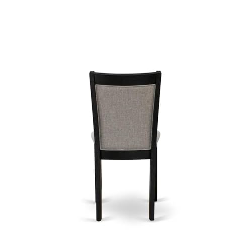 East West Furniture MZC6T06 Monza Parson Chairs - Shitake Linen Fabric Padded Dining Chairs, Set of 2, Wirebrushed Black - color: Mzc6t06