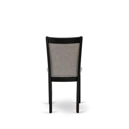 East West Furniture MZC6T06 Monza Parson Chairs - Shitake Linen Fabric Padded Dining Chairs, Set of 2, Wirebrushed Black - color: Mzc6t06