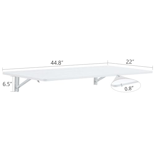 Modern Wall-Mounted Folding Table, Solid Wood, White and Natural Oak, 45x22 Inches, Collapsible Space-Saving Design for Home Office, Laundry Room (White Wodd) - color: White Wodd