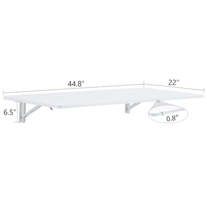 Modern Wall-Mounted Folding Table, Solid Wood, White and Natural Oak, 45x22 Inches, Collapsible Space-Saving Design for Home Office, Laundry Room (White Wodd) - color: White Wodd