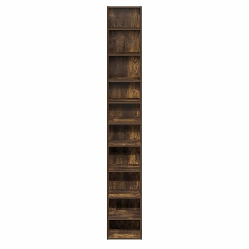 Furinno PASIR Book Shelf, 10-Tier Bookshelf, Bookcase with Open Shelf, 9.2 x 11.8 x 78.7, for Living Room, Bedroom, Home Office, Amber Pine - color: Amber Pine, size: 10-Tier, 12-Inch Width