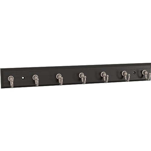 Franklin Brass Key Tidy (1-Pack) Matte Black Key Holder 14' Wall Mount Small Item Rack 7 Hooks for Wall, Hallway, Entry Keychain Rail Organizer B46712K-218-R - color: Matte Black & Matte Nickel, size: 14 Inch