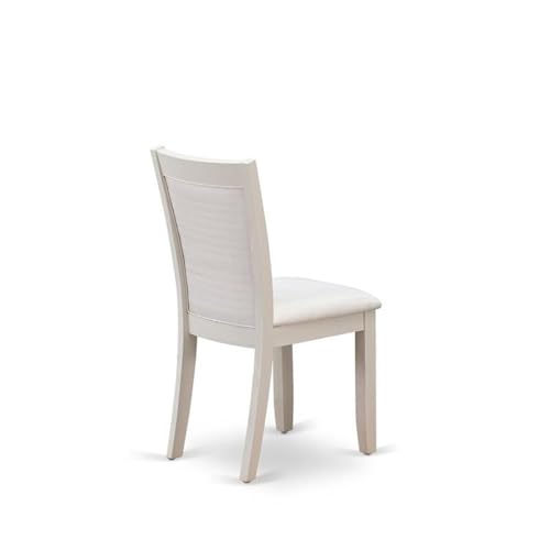 East West Furniture MZC0T01 Monza Parson Dining Chairs - Cream Linen Fabric Upholstered Chairs, Set of 2, Wirebrushed Linen White - color: Mzc0t01