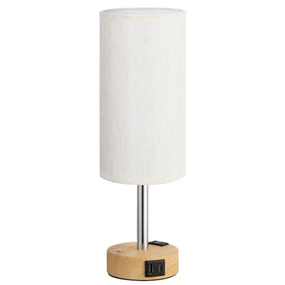 Touch Bedside Table Lamp for Bedroom, Stepless Dimmable, USB A+C, AC Outlet | Base Touch Button Only, Memory Brightness, Ultra-dim Night Light, Included Bulb for Optimal Dimming, Wood Grain Base, Nursery - color: Beige & Wood Grain