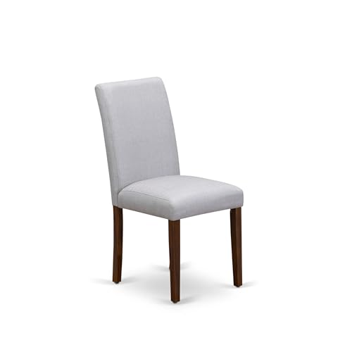 East West Furniture ABP8T05 Abbott Parson Chairs - Grey Linen Fabric Padded Dining Chairs, Set of 2, Walnut - color: Abp8t05