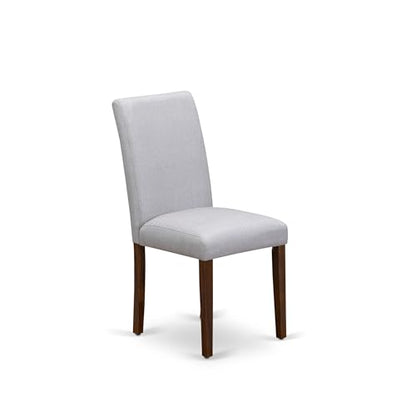 East West Furniture ABP8T05 Abbott Parson Chairs - Grey Linen Fabric Padded Dining Chairs, Set of 2, Walnut - color: Abp8t05
