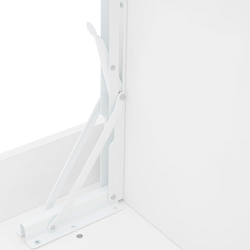 Wall Mounted Folding Desk, Solid Wood Floating Laptop Desk with Wall Mounted Bookshelf for Living Room Coffee Shop Apartments, 88lbs Table Load-Bearing (White) - color: White