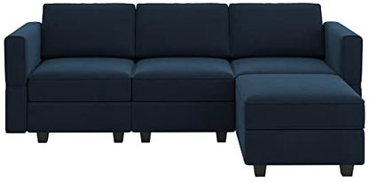 Belffin Convertible Sectional Sofa with Chaise Velvet L Shaped Sofa Couch Modular Sectional Sofa with Storage Blue - color: Blue, size: L Shape Sofa