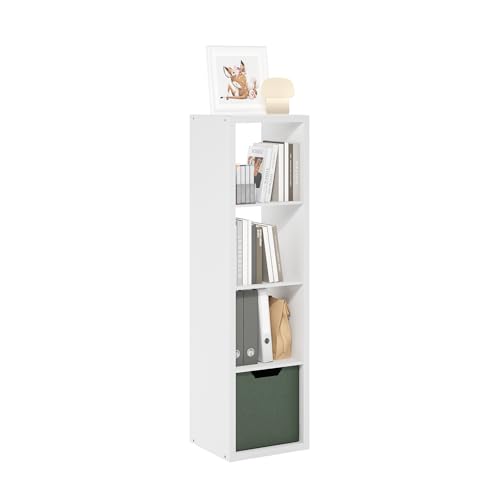 4-Cube Tall Bookshelf, Cubicle Shelf Bookcase with Open Back, Position Reversible Book Shelf, 15 x 16 x 58, for Home Office, Living Room, White - color: White, size: 4 Tier