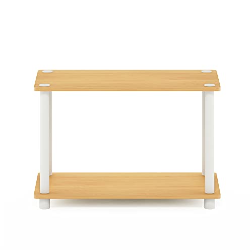 Furinno RATA 4 x 2 Industrial Multipurpose Flat Base Bookshelf, Bookcase with Metal Frame, French Oak Grey
