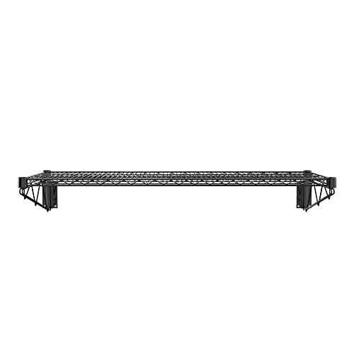 18" x 48" Black Epoxy Wire Wall Mount Shelf - color: Black, size: 18" x 48"