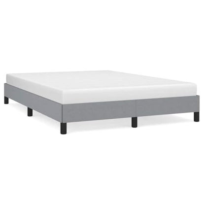 Queen Size Upholstered Bed Frame, Low Profile Platform Bed with Slatted Support, No Box Spring Needed, Sturdy Fabric Base, Light Gray