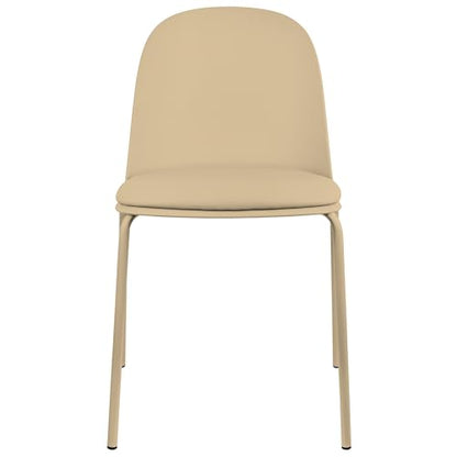 2xhome Set of 6 Modern Stackable Armless Dining Chairs, Plastic Shell Seat with Upholstered PU Leather Cushion Padded Seat Metal Legs for Home Kitchen Patio Cafe (Beige) - color: Beige, size: Padded Seat