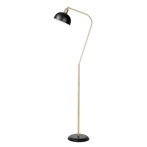 HarvestLand Halo Brass Floor Lamp with Adjustable Reading Light | Adjustable reading light, solid metal base, E26 bulb compatible. - color: Black Brass
