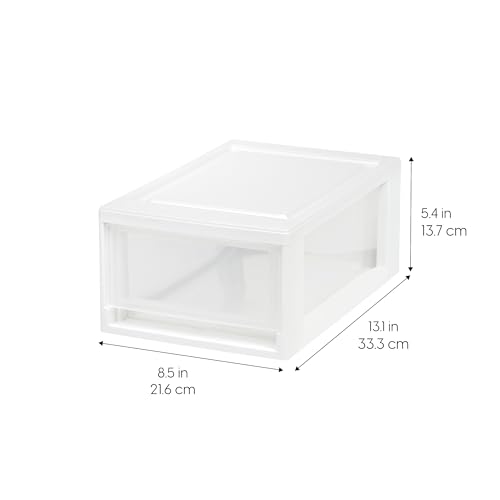 IRIS USA 2-Pack, 6 Qt. Small Stacking Drawer Storage Organizer, White | Keep craft supplies, accessories, office items, and small essentials organized around your home for easy everyday storage - size: 6 Qt., style: 2 Pack