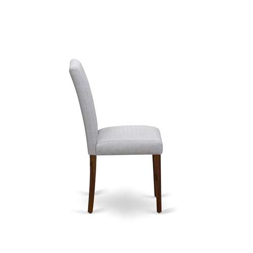 East West Furniture ABP8T05 Abbott Parson Chairs - Grey Linen Fabric Padded Dining Chairs, Set of 2, Walnut - color: Abp8t05