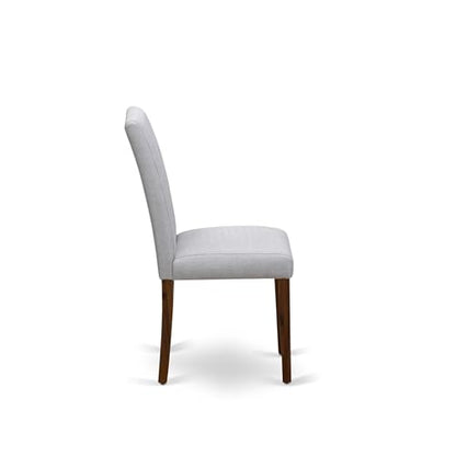 East West Furniture ABP8T05 Abbott Parson Chairs - Grey Linen Fabric Padded Dining Chairs, Set of 2, Walnut - color: Abp8t05