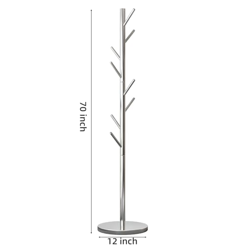 Coat Rack Freestanding Metal Coat Rack Stand with 8 Hooks,Silver | Sturdy Heavy Duty Modern Coats Tree for Bags Clothes Hall Tree Hats Hanger Holder Stand for Entryway Bedroom Hallway Office - color: Silver with 8 Hooks