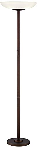 Meridian Light Blaster 72" Tall Bronze 4-Light Torchiere Floor Lamp | Modern Oiled Rubbed Frosted Glass Shade CFL Bulbs for Living Room Reading House Bedroom Home Office - color: Bronze