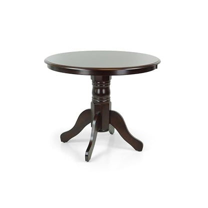 Round Solid Wood Dining Table 38.5'' D with Pedestal Base, Kitchen Round Table for 2 and 4 Persons, Restaurant Table, Espresso Color - color: Espresso