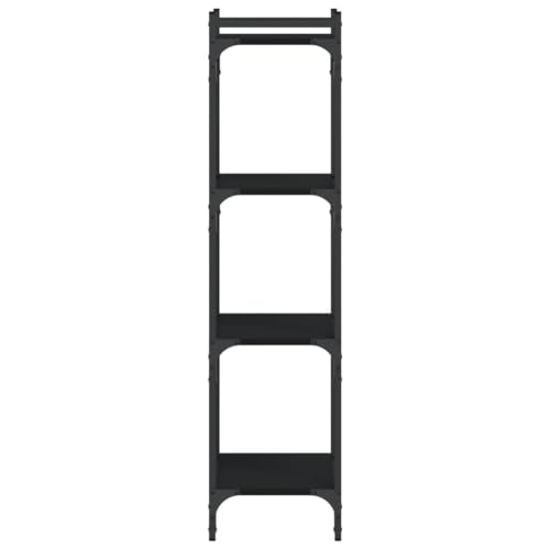 4-Tier Matte Black Industrial Bookcase 11.8x15.7x47.2 in Engineered Wood & Metal Adjustable Shelves Small Bookshelf for Living Room Bedroom Office - color: Black-a, size: Medium