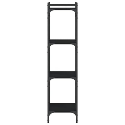 4-Tier Matte Black Industrial Bookcase 11.8x15.7x47.2 in Engineered Wood & Metal Adjustable Shelves Small Bookshelf for Living Room Bedroom Office - color: Black-a, size: Medium