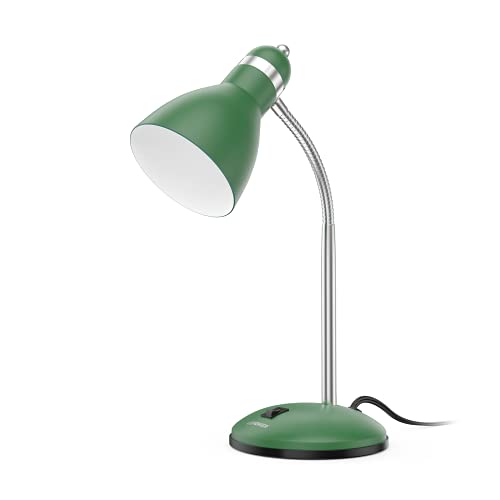 LEPOWER Metal Desk Lamp, Adjustable GooseNeck Reading Light for Bedroom | Compact & Sturdy, Space-Saving for Bedside & Dorm, E26 Table Lamp, Eye-Caring, Ldeal for Study, Office, Back to School - color: Green