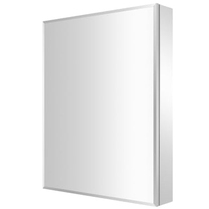 Medicine Cabinet Mirror 24"W x 30"H, Bathroom Beveled Edge Mirror Cabinet | Medicine Cabinets with Adjustable Glass Shelves, Soft-Closed Hinge, Chrome Aluminum Frame, Reverse Installation - size: 24" x 30"(Beveled)