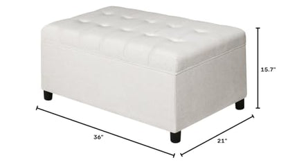 Rectangular Lift Top Storage Ottoman Bench, Linen Storage Bench for Living Room Entryway Bedroom,Linen Beige - color: Linen Beige