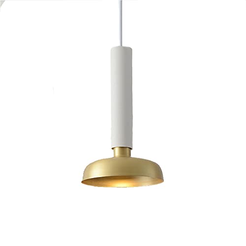 Brass Metal Material LED Pendant Lights Simple Golden Finish Home Hanging Lamp Bedroom Headboard Mini Chandelier Adjustable Height Ceiling Lamp Restaurant Decoration Light Fixture - color: White