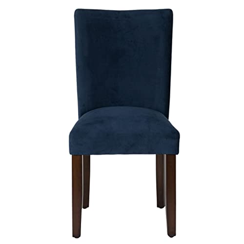 HomePop Parsons Classic Upholstered Accent Dining Chair, Set of 2, Navy Velvet - color: Navy Velvet, style: Pack of 2