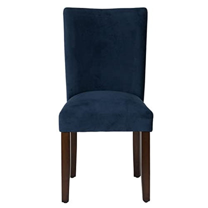 HomePop Parsons Classic Upholstered Accent Dining Chair, Set of 2, Navy Velvet - color: Navy Velvet, style: Pack of 2