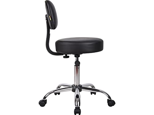 Boss Office Products B245-BK Be Well Medical Spa Stool with Back, Black - color: Black, style: With Back Cushion