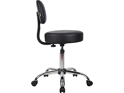 Boss Office Products B245-BK Be Well Medical Spa Stool with Back, Black - color: Black, style: With Back Cushion