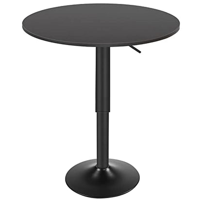 HOOBRO Bar Table, Height-Adjustable Round Pub Table 27-35.4 Inches, Cocktail Table with Sturdy Base, Modern Style, Easy to Assemble, Suitable for Small Space, Black BK58BT01G1 - color: Black