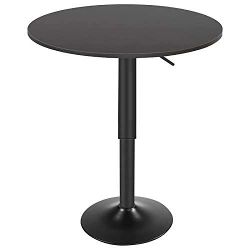 HOOBRO Bar Table, Height-Adjustable Round Pub Table 27-35.4 Inches, Cocktail Table with Sturdy Base, Modern Style, Easy to Assemble, Suitable for Small Space, Black BK58BT01G1 - color: Black