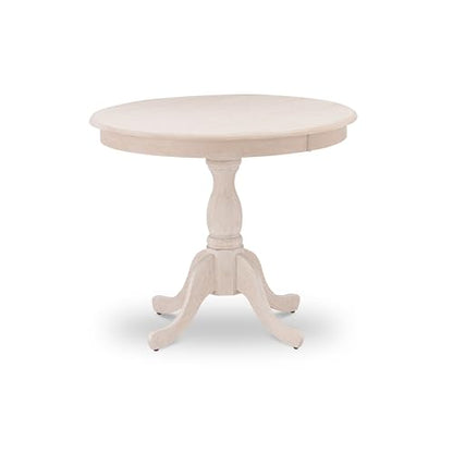 East West Furniture AMT-ABC-TP Antique Modern Kitchen Table - a Round Dining Table Top with Pedestal Base, 36x36 Inch, Butter Cream - color: Butter Cream