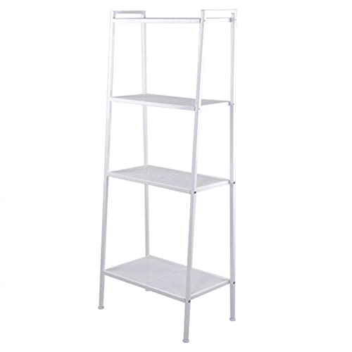 4-Shelf Modern Bookcase, Freestanding Ladder Bookshelf with Industrial Metal Frame for Living Room Bedroom Home Office (White-4 Tier) - color: White-4 Tier