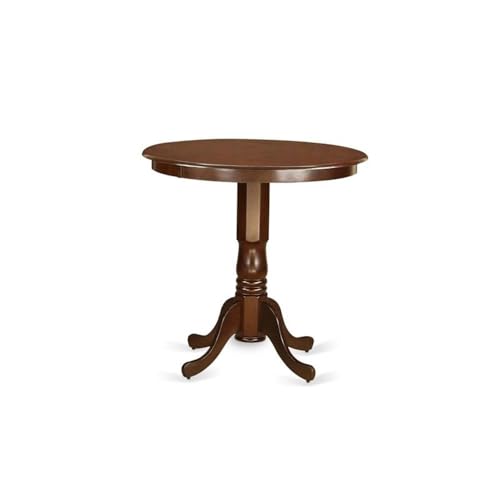 East West Furniture JAQU3-MAH-W 3 Piece Counter Height Pub Set for Small Spaces Contains a Round Dining Room Table with Pedestal and 2 Kitchen Chairs, 36x36 Inch, Mahogany - color: Jaqu3-mah-w