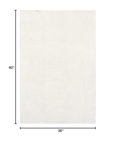 nuLOOM Loni Off White Solid Washable Area Rug, 3' x 5' - color: Off White, size: 3' x 5' (Rectangular)