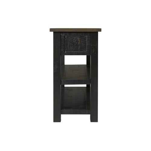 Martin Svensson Home Monterey Solid Wood Sofa Console Table, Black & Brown | Farmhouse Style, Pine Wood, Two Drawers, Two Open Shelves for Storage - color: Black With Brown Top