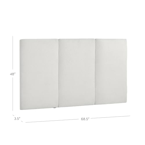 Nathan James Marissa Wall Mounted Upholstered Headboard, 3 Panel Headboard with Textured Boucle Upholstery for Queen Bed, White