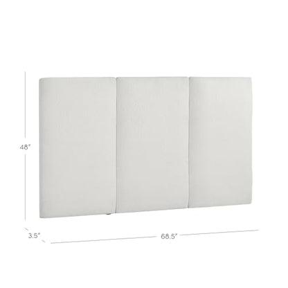 Nathan James Marissa Wall Mounted Upholstered Headboard, 3 Panel Headboard with Textured Boucle Upholstery for Queen Bed, White