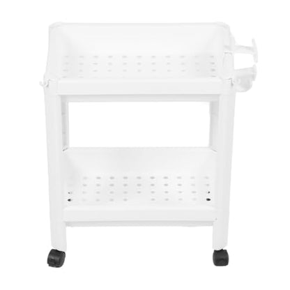 Bathroom Tower Shelf, White Plastic Freestanding Storage Rack, Narrow Standing Shelf Unit for Bathroom Kitchen Bedroom(2 Layers with Wheels) - size: 2 Layers with Wheels