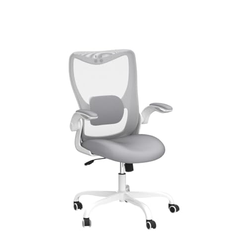 Office Chair, Ergonomic Desk Chair with Adjustable Lumbar Support and Flip up Armrest, Breathable Mesh Computer Chair for Home Office, Gray - color: Grey
