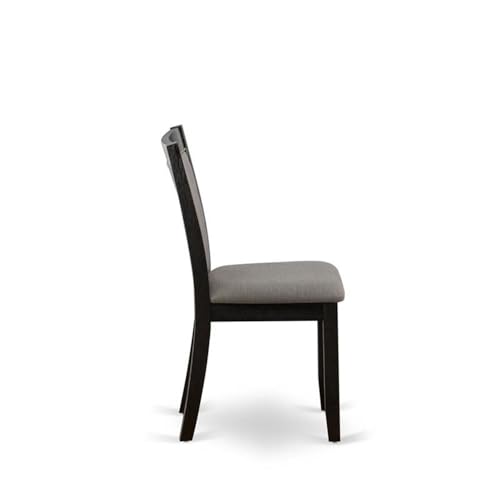 East West Furniture MZC6T50 Monza Parson Dining Room Chairs - Dark Gotham Grey Linen Fabric Padded Chairs, Set of 2, Wirebrushed Black - color: Mzc6t50