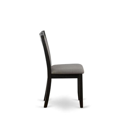 East West Furniture MZC6T50 Monza Parson Dining Room Chairs - Dark Gotham Grey Linen Fabric Padded Chairs, Set of 2, Wirebrushed Black - color: Mzc6t50