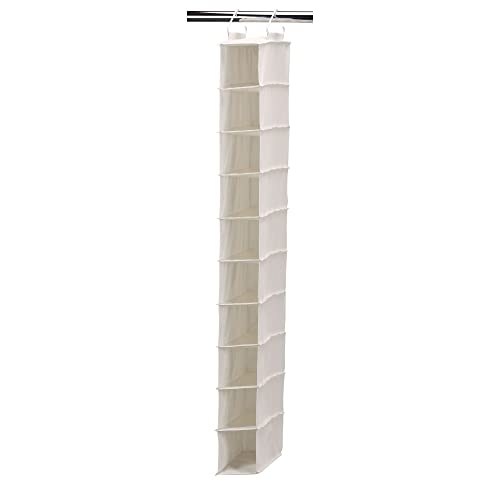 Household Essentials 311322 Hanging Shoe Storage Organizer for Closets |10 Pocket Shelves | Natural Canvas - color: Natural
