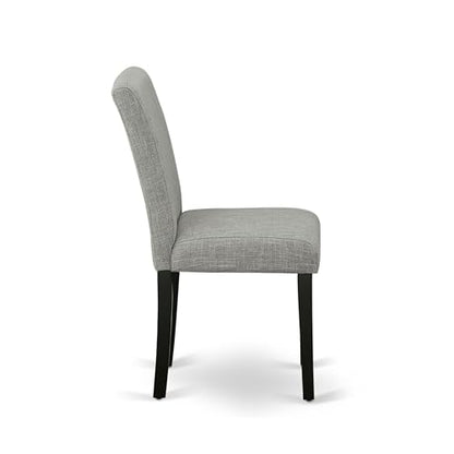 East West Furniture ABP1T06 Abbott Parson Dining Room Chairs - Shitake Linen Fabric Upholstered Chairs, Set of 2, Black - color: Abp1t06